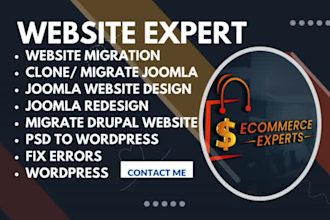 website migration, joomla website, fix, clone, migrate website, wordpress expert