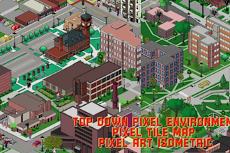 create 2d pixel art environment, tileset, background, top down rpg map