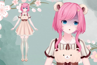draw and rig live2d vtuber model 2d anime vtuber model live 2d vtuber commission
