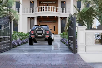 design a modern 3d front elevation for your house