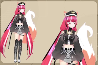 create 3d vtuber model anime character modeling for vroid vrchat vrm