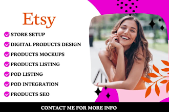 create etsy digital products, setup etsy shop, etsy pod, do etsy listing seo
