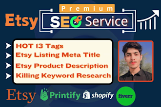 do etsy seo of your etsy listing with meta title ,trending tags and description