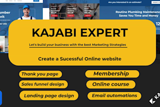 setup kajabi online course, kajabi website and kajabi expert,  thinkific podia