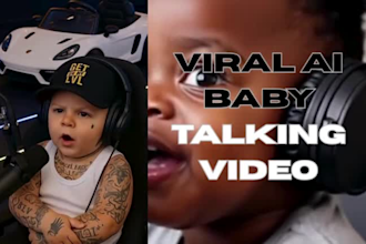 do viral ai baby talking video, ai baby podcasts, ai news and reels
