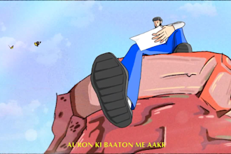 make a 2d animated, character animation, loop lyric video