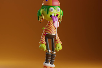 create 3d character model and render