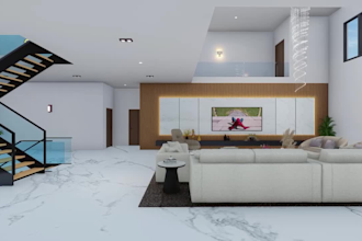 do modern 3d villa design interior and landscaping rendering