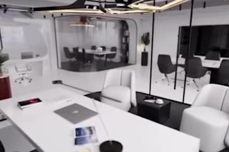 do interior commercial space rendering, interior office salon retail shop design