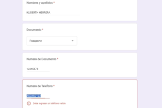 creo tu formulario de google que no acepta datos errados