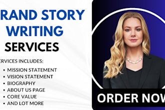 write your brand story, about us page, mission and vision statement, biography
