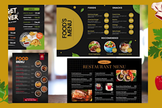 do modern restaurant menu, food menu, price list,  and digital menu board design