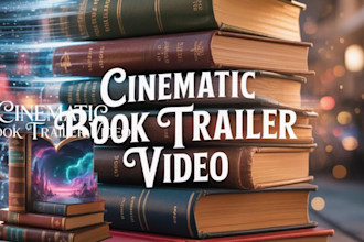 create a cinematic book trailer, teaser video story book promo with voice over