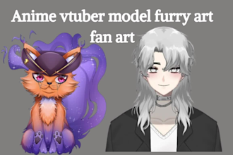 draw and rig 2d vtuber live2d avatar anime vtuber model furry art fan art