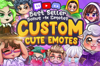 create custom cute chibi emotes for twitch, youtube, discord