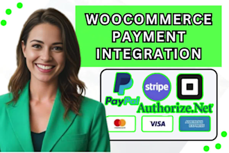 integrate stripe, paypal, square payment gateway, authorize net with woocommerce