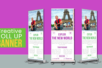 do roll up, backdrop, billboard and signage design
