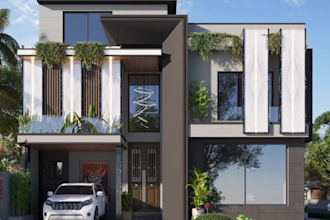 do high quality 3d exterior home design elevation rendering  landscape design