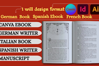 design, format german book, spanish book, italian ebook, manuscript formatting