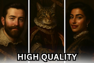 create custom watercolor or royal pet and owner ai portraits