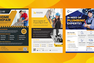 create plumbing, pressure washing, construction, roofing and handyman flyer