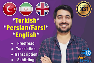 proofread and edit text in persian farsi turkish english