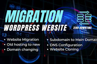 provide you wordpress migration, transfer , move service to new hosting,
