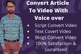 convert article, script to videos with voice over in 1 day