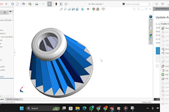 design a 3d cad model of a car air filter in solidworks