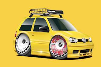 draw tooned car illustration from your car photo