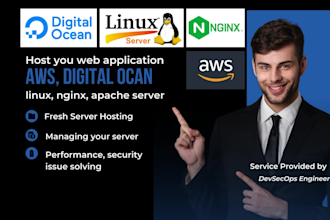 deploy on AWS, digital ocean, linux, nginx server, docker