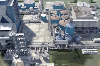 do 3d industrial video mechanical engineering chemical plant explosion animation