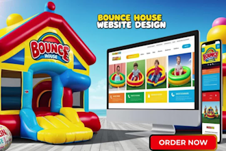 design a bounce house party rental and sauna website using wordpress squarespace