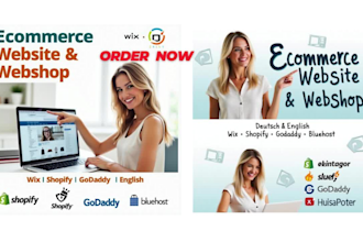 ecommerce website or webshop using hostinger wix, shopify godaddy or bluehost