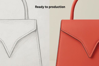 create handbag tech pack fashion design flat sketch