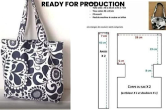 create tote bag tech pack fashion design handbag flat sketch