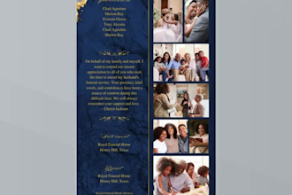 funeral program, obituary card, memorial card, magazine style obituary booklet
