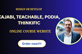setup course website, landing page in kajabi, podia, thrivecart or teachable