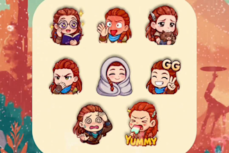 aloy premade chibi style emotes for twitch