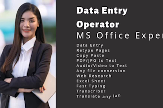 do data entry in low price, retype scanned documents, virtual assistant