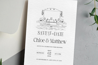 draw hand drawn wedding venue for your scribble whimsical save the date