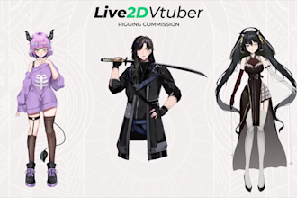 draw and rig live2d vtuber model, anime vtuber commission, 2d vtuber rigging