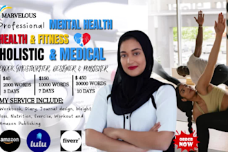 write health and fitness, medical, mental health ebook, journal, workbook design