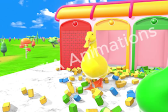 create 3d animal crossing fountain animation