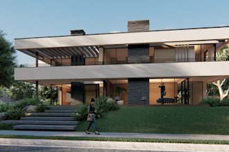 3d landscape design of front and backyard, patios and swimming pools