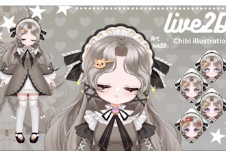 create chibi anime art or rigged live2d vtuber model for streaming