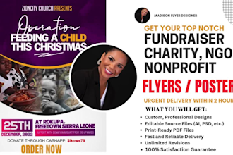 design charity, donation, nonprofit, fundraising flyer and social media design