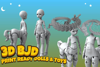 sculpt 3d bjd articulated models, miniatures, toys, dolls, action figures