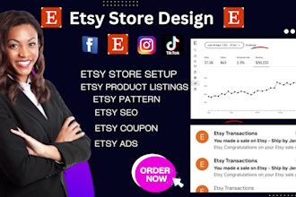 do etsy store design, etsy product listings, etsy seo and etsy ads