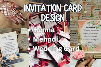 do mehndi, henna designs or wedding cards and invitation cards